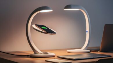 LED desk lamp with wireless charging